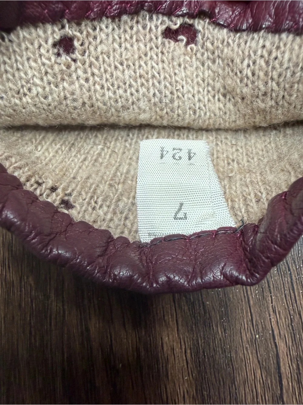 Vintage B ALTMAN CO Burgundy Leather cashmere Gloves 7